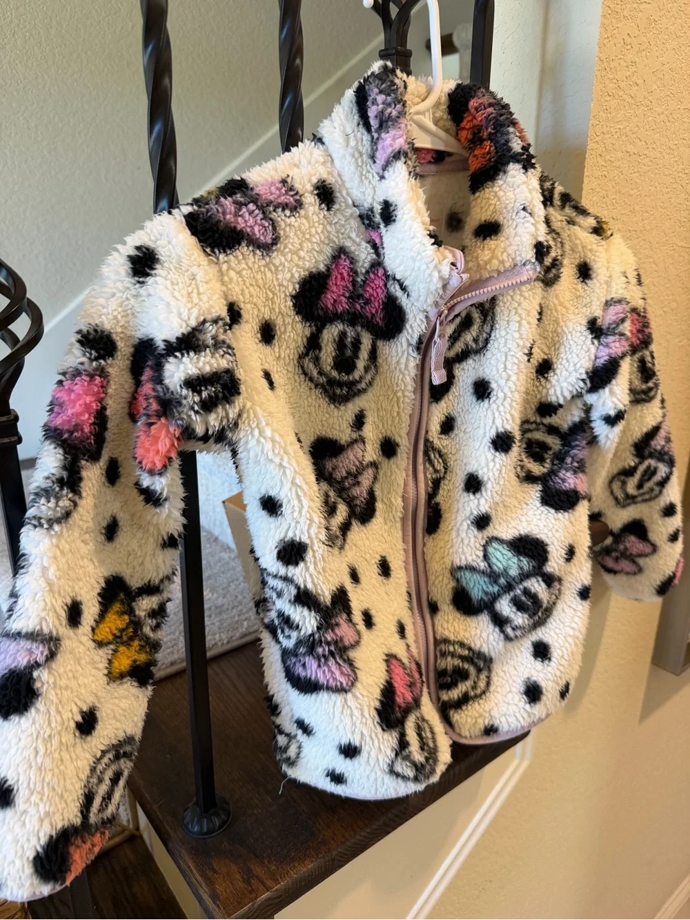 jumping beans White Minnie Mouse Sherpa Jacket with Pink & Multicolor Bows